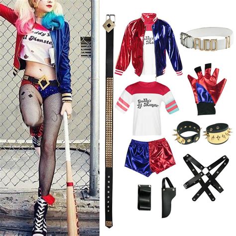 New Adult Cosplay Harley Quinn Ladies Costume Full Set Suicide Squad