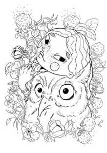 girl   owl coloring page  printable coloring pages