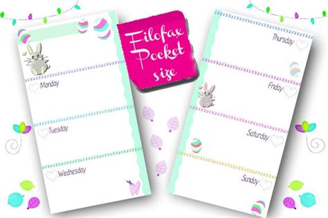 filofax pocket size printable week   pageseaster themed