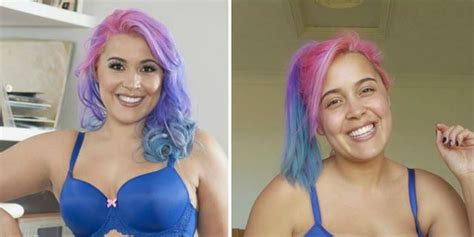 body positive icon shows differences between posed and unposed lingerie photos