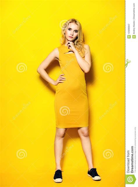 Lady In Yellow Dress Stock Image Image Of Fashion Lifestyle 123090947