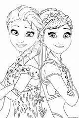 Anna Frozen Elsa Coloring Princess Pages Printable sketch template