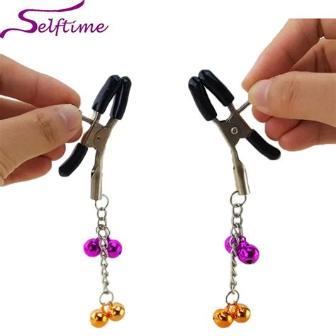 1 Pair Adult Games Sex Toys For Couple Nipple Clamps With Chain 4 Bells