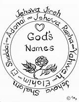 God Names Yahweh Elohim Color Mini Shalom Jireh sketch template