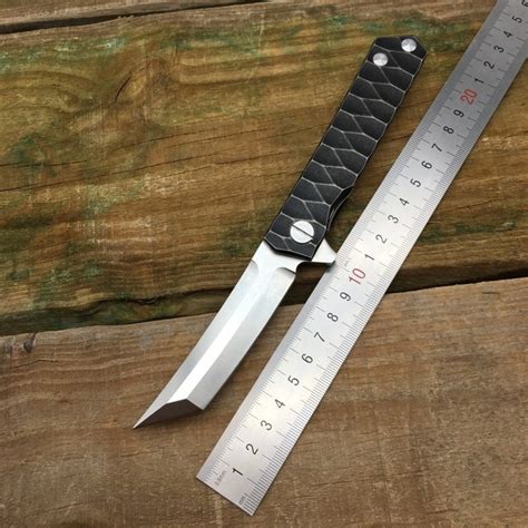 katana style tanto blade edc tool titanium folding knife ball bearing