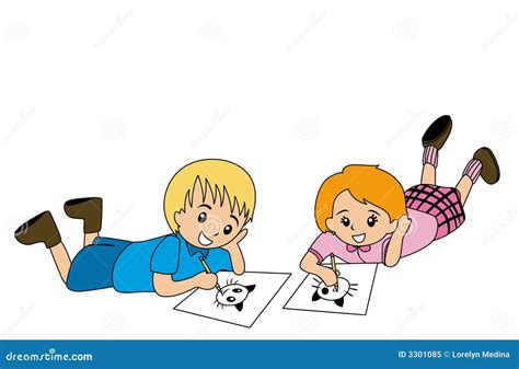kids drawing stock illustration illustration  girl