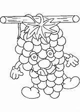 Coloring Grapes Pages Fruits Vegetables Raskraska Coloringtop sketch template