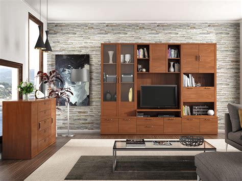 mueble salon tv comedor aparador libreria madera melamina moderno economico cerezo muebles ramis