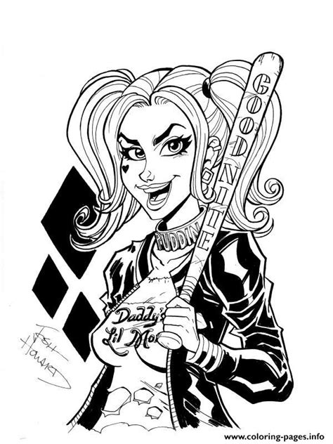 cartoon harley quinn coloring pages  adults harley quinn coloring