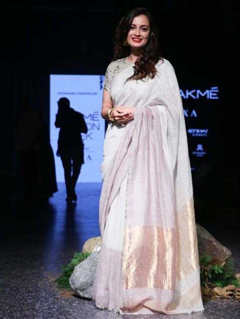 Dia Mirza In Hot White Saree At Lakme Fashion Week Actress Album