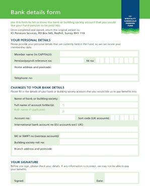 bank details form  pdffiller