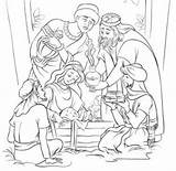 Coloring Santa Kneeling Pages Nativity Mobile Template sketch template