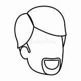 Homme Croquis Barbe Faceless Parted Hair Visage Dirigez Dyke Vecteur sketch template