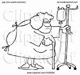 Cartoon Lineart Drip Intravenous Hospitalized Walking Illustration Around Woman Royalty Line Djart Clipart Vector Clip sketch template