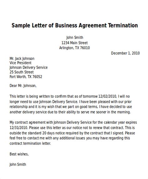 writing  business termination letter  sample