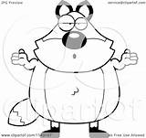 Fox Cartoon Clipart Chubby Shrugging Coloring Mad Outlined Vector Thoman Cory Royalty Clipartof sketch template