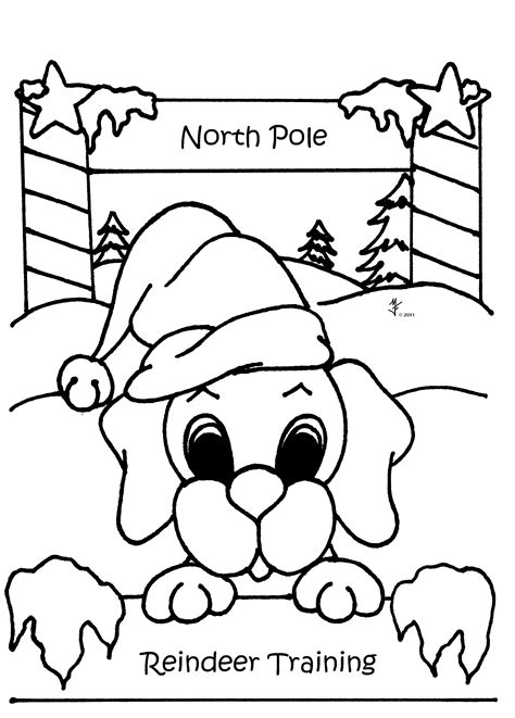 christmas puppy coloring pages  walking   winter