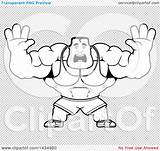 Bodybuilder Muscular Buff Lineart Holding Hands Illustration Cartoon His Beefcake Screaming Royalty Clipart Vector sketch template