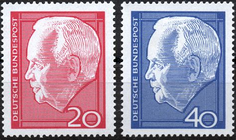 deutsche bundespost  heinrich luebke  pf briefmarken