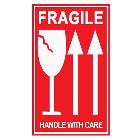 printed labels fragile handle  care image arrow white