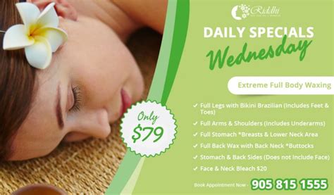daily spa specials riddhi skin care spa esthetics