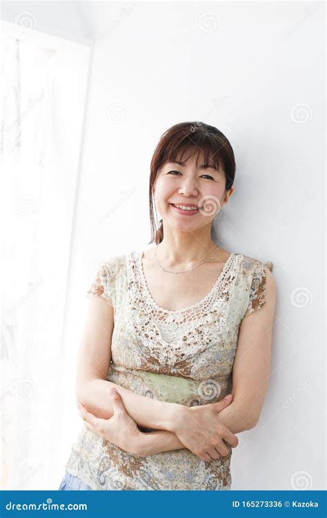 Japanese Middle Aged Woman Working Agricultural Lady Stock Image