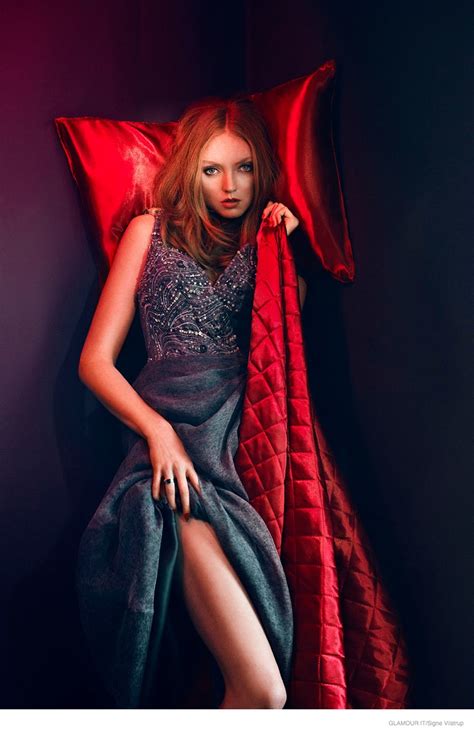 lily cole models red hot fashion   cover story  glamour italia