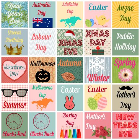 printable plannerdiary stickers australian occasions holidays