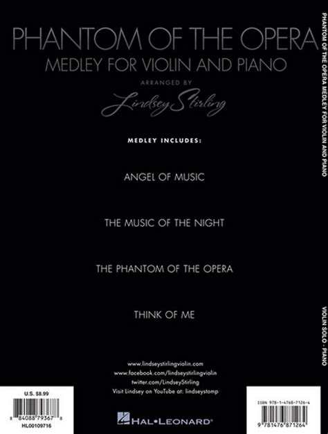 Phantom Of The Opera Medley Lindsey Stirling Sheet Music For Violin