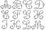 Broderie Monogramme Lettres Initiale Initiales Modèles Lettrage Antan Caligraphie sketch template