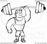 Barbell Man Cartoon Holding Clipart Hand Fitness Coloring Outlined Vector Cory Thoman sketch template