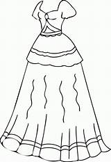 Coloring Dress Pages Dresses Clothes Printable Girl Clothing Fashion Prom Wedding Template Print Clipart Barbie Colouring Kids Color Girls Robe sketch template