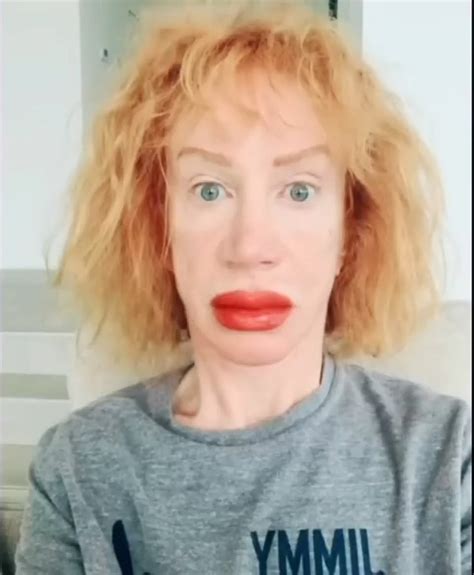 kathy griffin shocks fans with swollen pout after having lips tattooed
