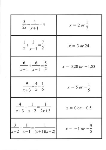 solving algebraic fractions worksheet worksheet