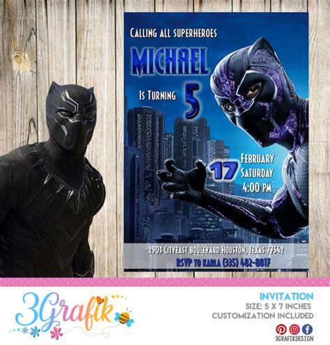 black panther invitation  editable template party supplies
