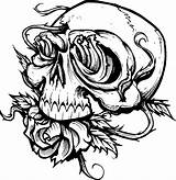 Coloring Scary Pages Skull Roses Halloween Creepy Kids Adults Printable Skulls Sugar Print Color Adult Owl Tattoo Drawing Getcolorings Teens sketch template