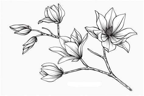 magnolia szkic pomysly na tatuaz  kwiaty