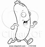 Sausage Clipart Cartoon Running Coloring Vector Outlined Cory Thoman Face Illustration Royalty Regarding Notes sketch template