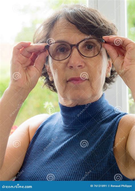 Portrait Of A Mature Woman With Glasses Stock Image Image Of Elegance
