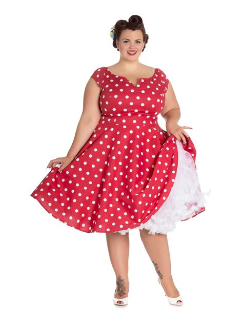 Vintage 1950s Style Rock N Roll Red And White Polka Dot Dress Plus Size