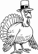 Turkey Coloring Pages Cute Thanksgiving Funny Kids Hat Clipart Life Wearing Advertisement sketch template