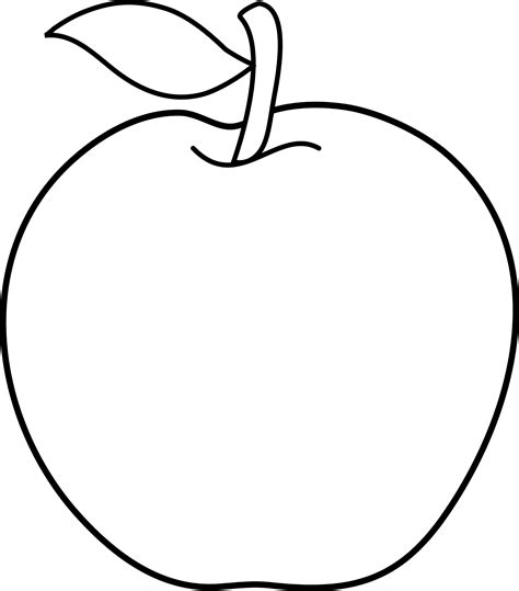 colorable apple  art  clip art