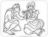Tarzan Coloring Jane Pages Disneyclips Offering Flowers Disney sketch template