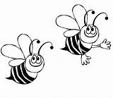 Bee Coloring Pages Bumble Flowers Two Looking Color sketch template