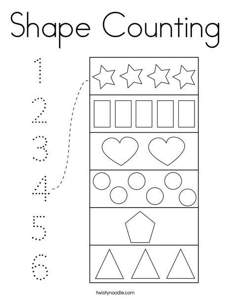 shape counting coloring page twisty noodle