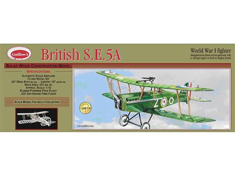 Guillow British Se5 A Wooden Balsa Aircraft Kit G202 Hobbies