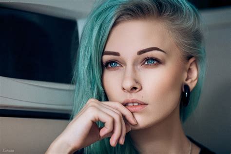 wallpaper face women model dyed hair nose rings