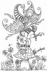 Coloring Pages Fairy Pointillism Mushroom Printable Adult Colouring Color Colour Fantasy Coloriage Print Hadas Getcolorings Size Click Detailed Deviantart Adulte sketch template