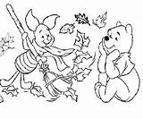 Pooh Fall Winnie Coloring Pages Autumn Getdrawings sketch template