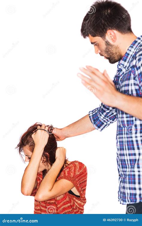 man abusing woman stock photo image  crying defending